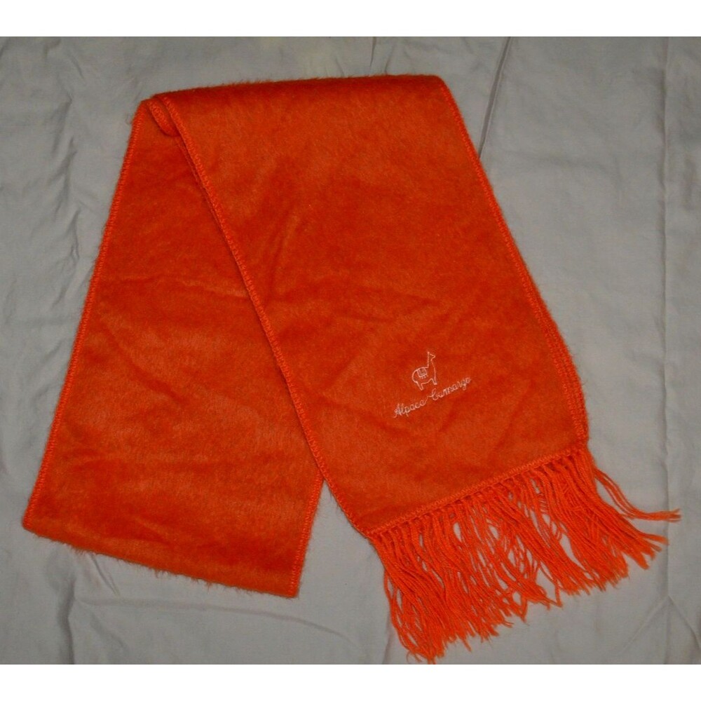 Alpaca Camargo Dark Orange Scarf with Fringe Made in Peru Bellalpaca
